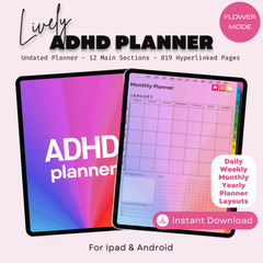 The Bloom ADHD Planner: Where Your Ideas Can Blossom | Floral Edition, Hyperlinked for iPad & Android