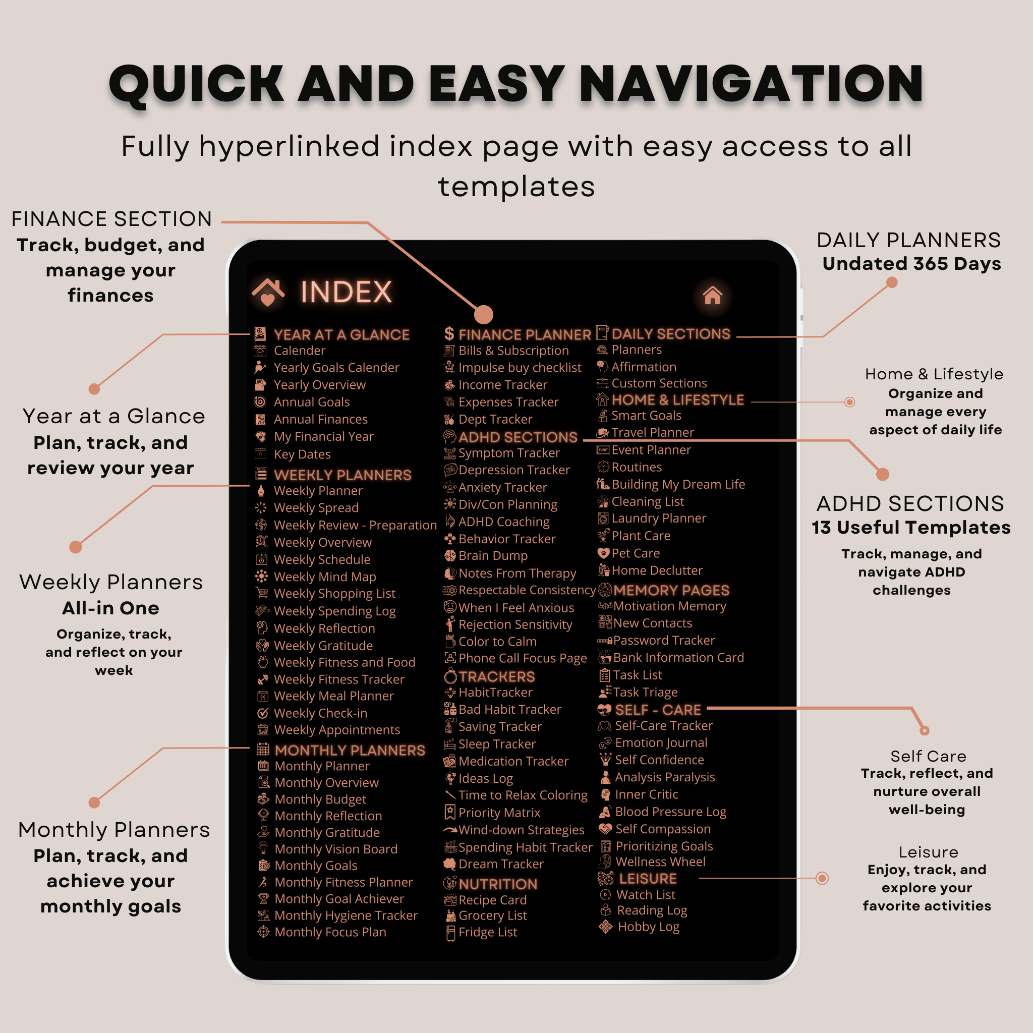 The Aesthetic ADHD Planner: Find Your Calm & Clarity | Soft Colors, Hyperlinked for iPad & Android