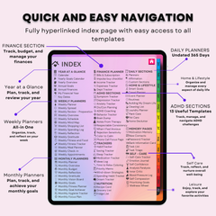 The Bloom ADHD Planner: Where Your Ideas Can Blossom | Floral Edition, Hyperlinked for iPad & Android
