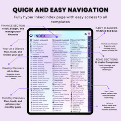 The Power ADHD Planner: Unleash Your Focus | Purple Mode, Hyperlinked for iPad & Android