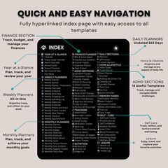 The ADHD Planner: Finally Find Your Focus | Hyperlinked Dark Mode for iPad & Android
