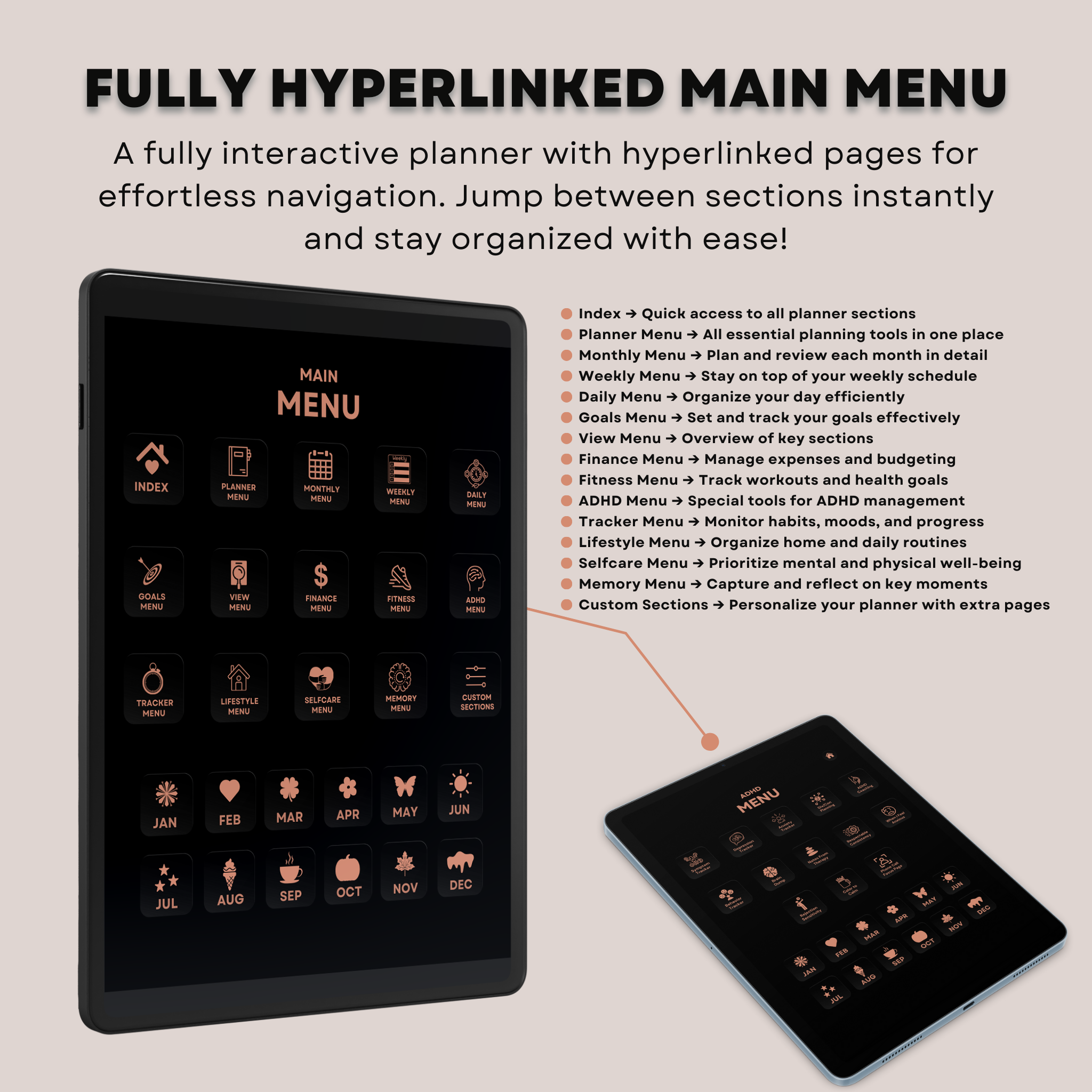The Aesthetic ADHD Planner: Find Your Calm & Clarity | Soft Colors, Hyperlinked for iPad & Android