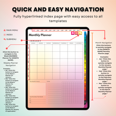 The Vibrant ADHD Planner: Spark Your Motivation | Colorful & Hyperlinked for iPad & Android